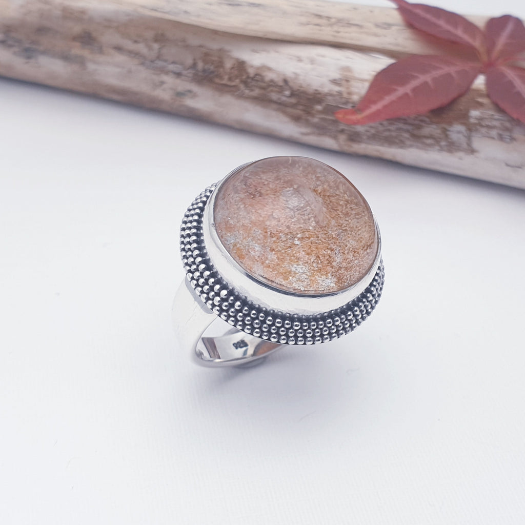 One-off Lodolite Sterling Silver Boho Ring - Size S