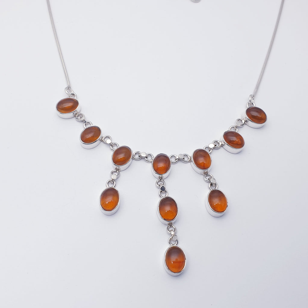 Amber Sterling Silver Staggered Necklace