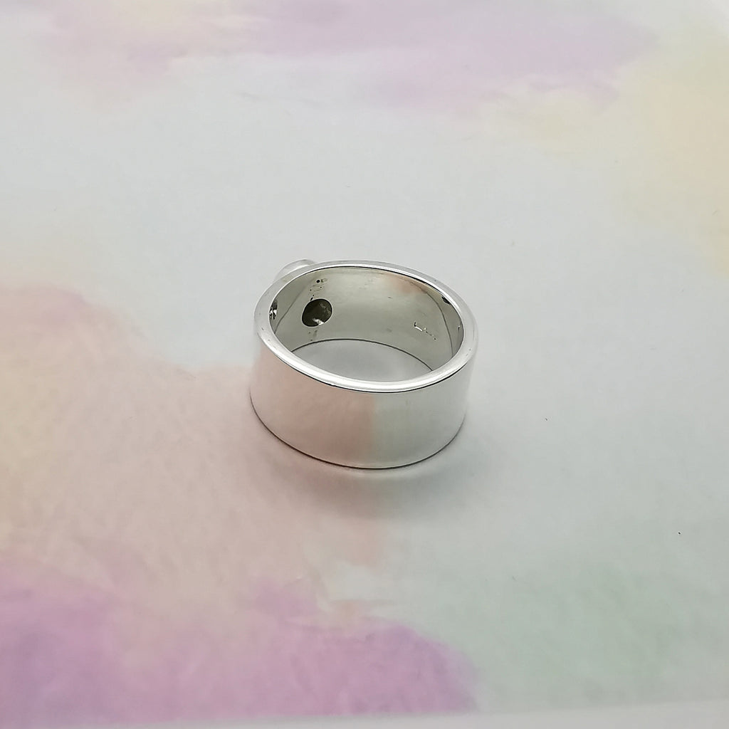 Opal Sterling Silver Simple Flat Band Ring
