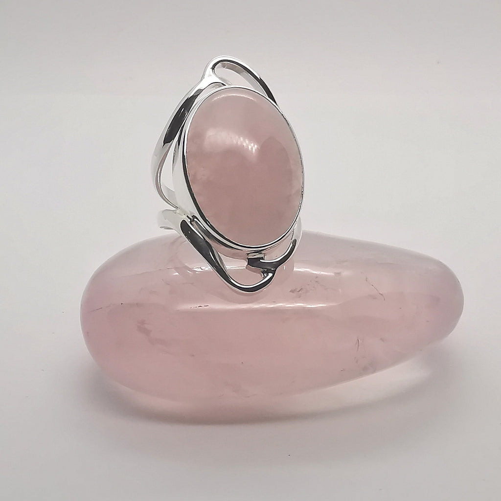 Rose Quartz Sterling Silver Fairy Tale Ring - Size M