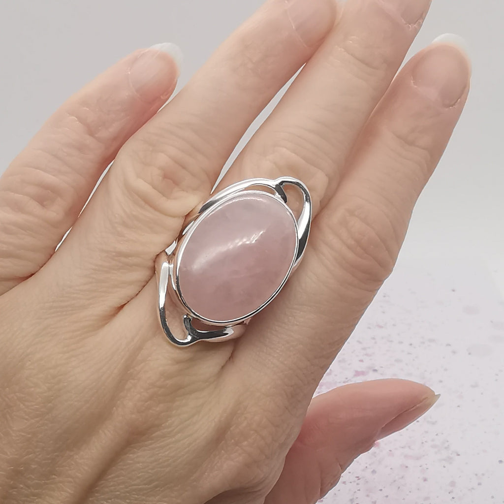 Rose Quartz Sterling Silver Fairy Tale Ring - Size M
