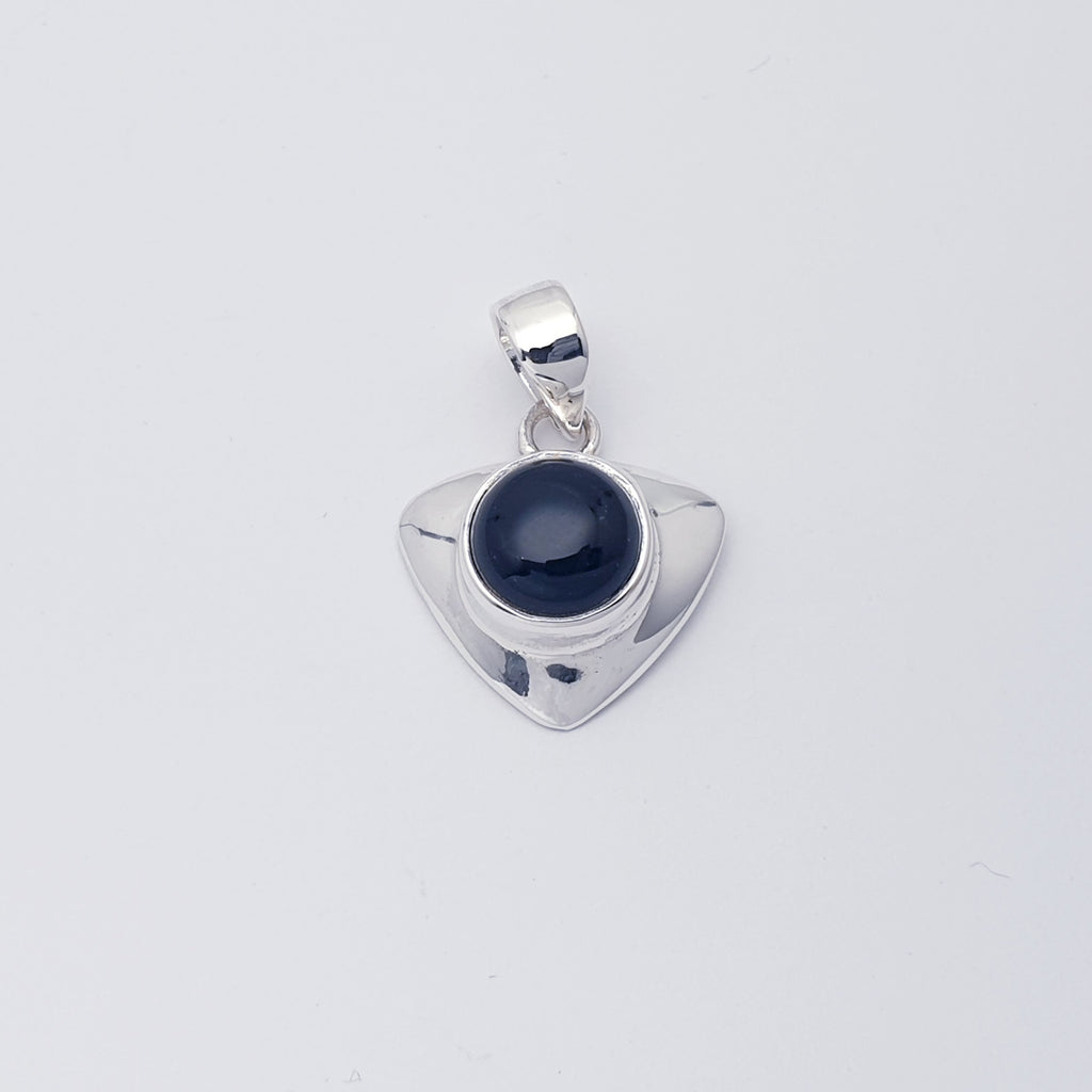 Onyx Sterling Silver Triangle Pendant