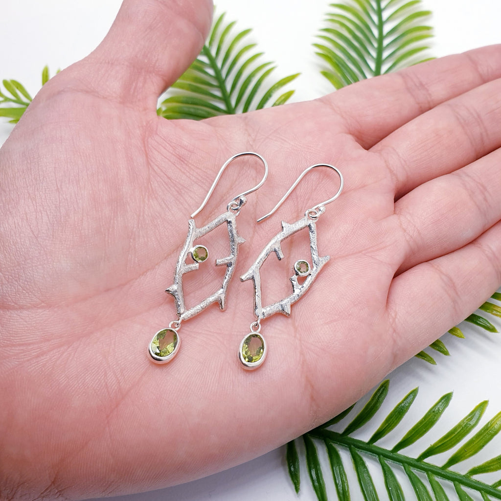 Peridot Sterling Silver Branch Earrings