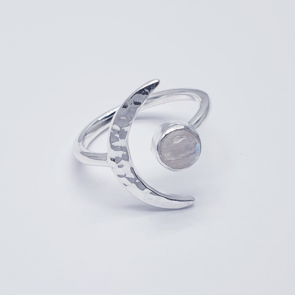Moonstone Sterling Silver Crescent Moon Ring