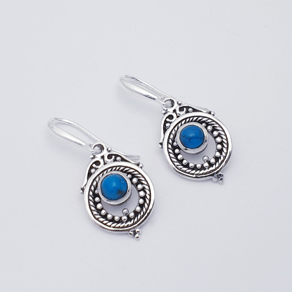 Turquoise Sterling Silver Bohemian Earrings