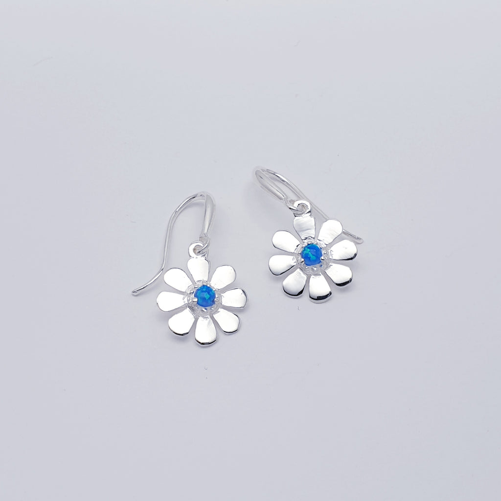 Reconstituted Opal Sterling Silver Daisy Earrings