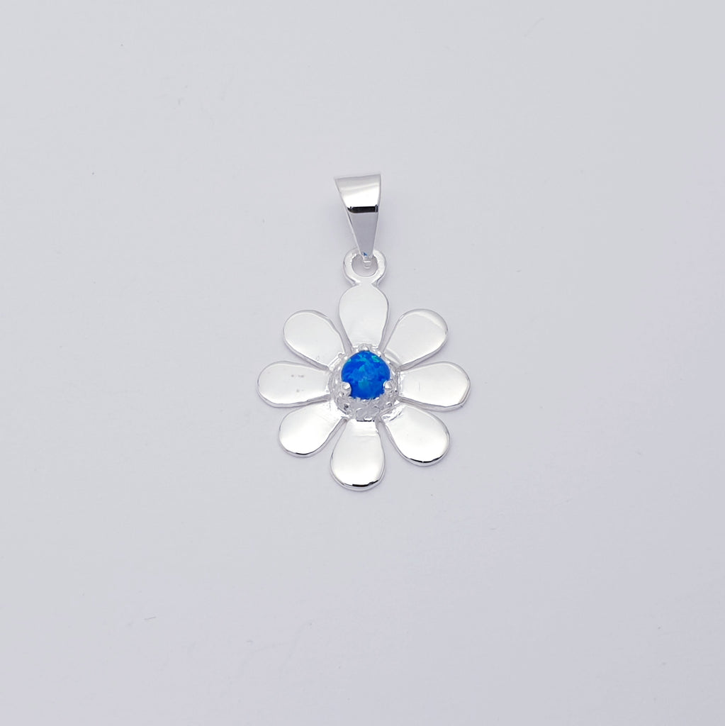 Reconstituted Opal Sterling Silver Daisy Pendant