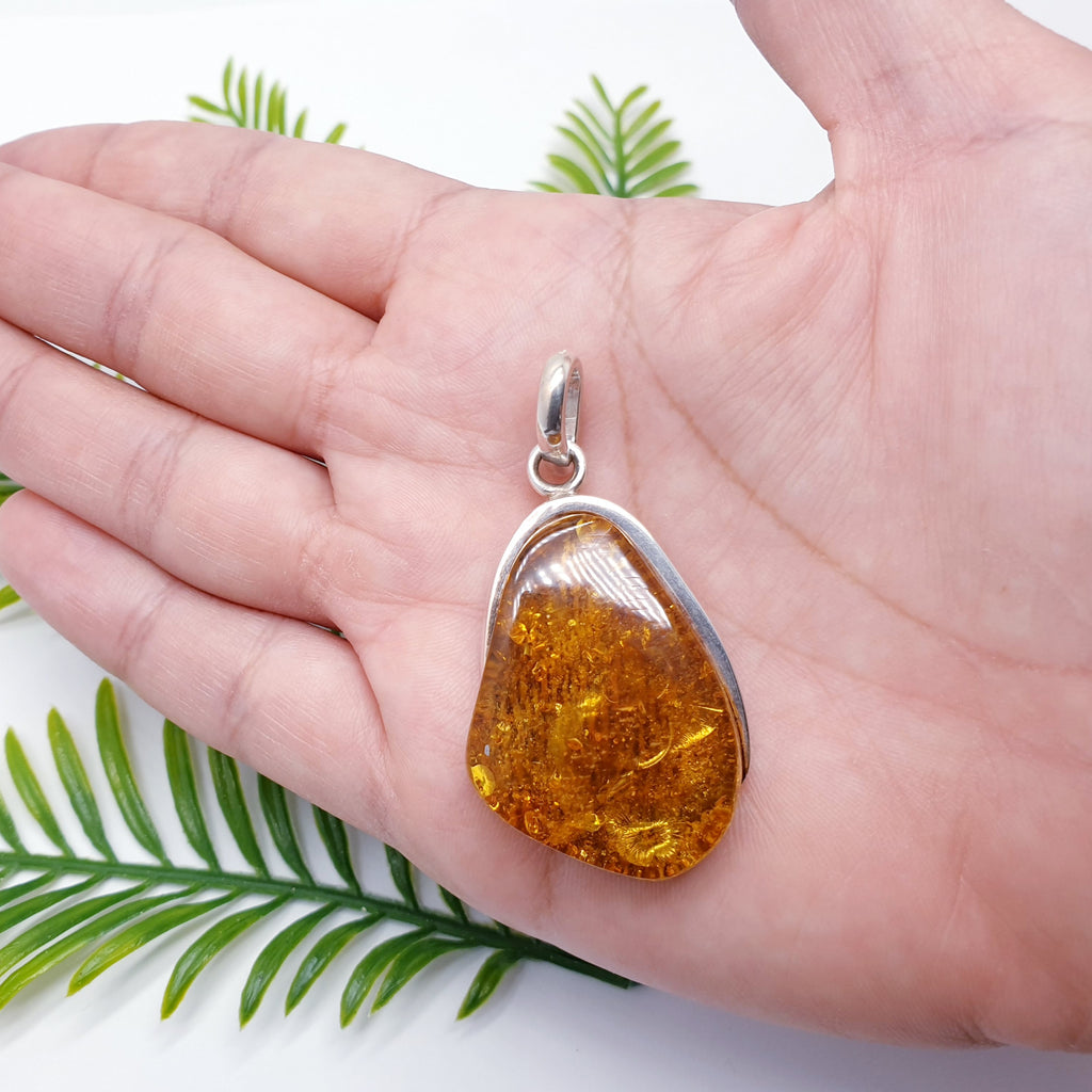 Toffee Amber Sterling Silver Krysia Pendant
