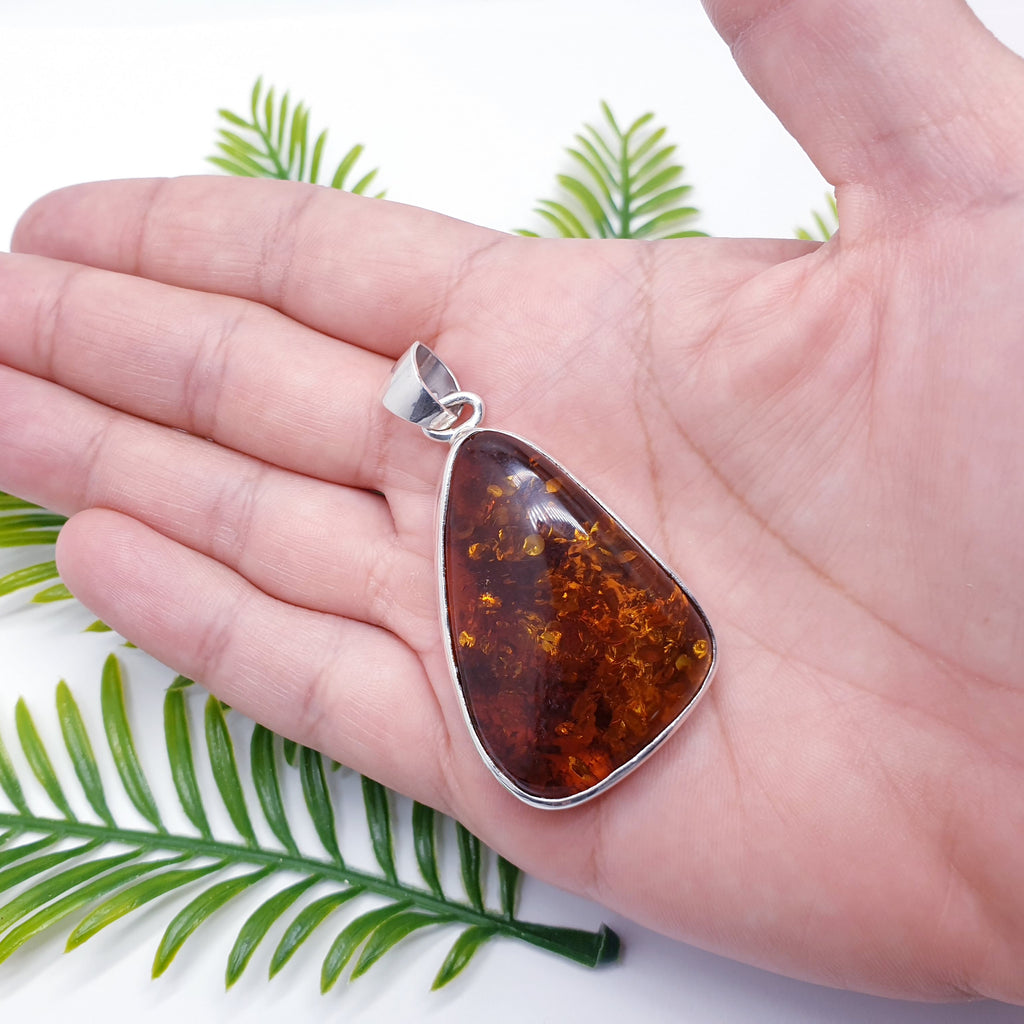 Toffee Amber Sterling Silver Magda Pendant