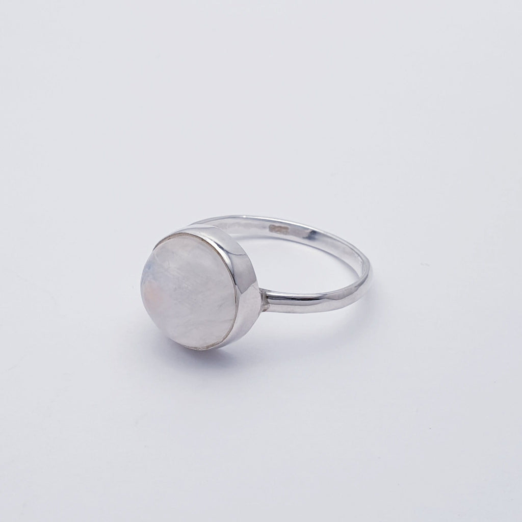 Moonstone Sterling Silver Simple Round Stone Ring