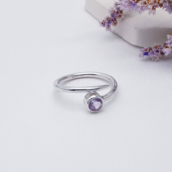 Amethyst Sterling Silver Spiral Ring – Silver Scene