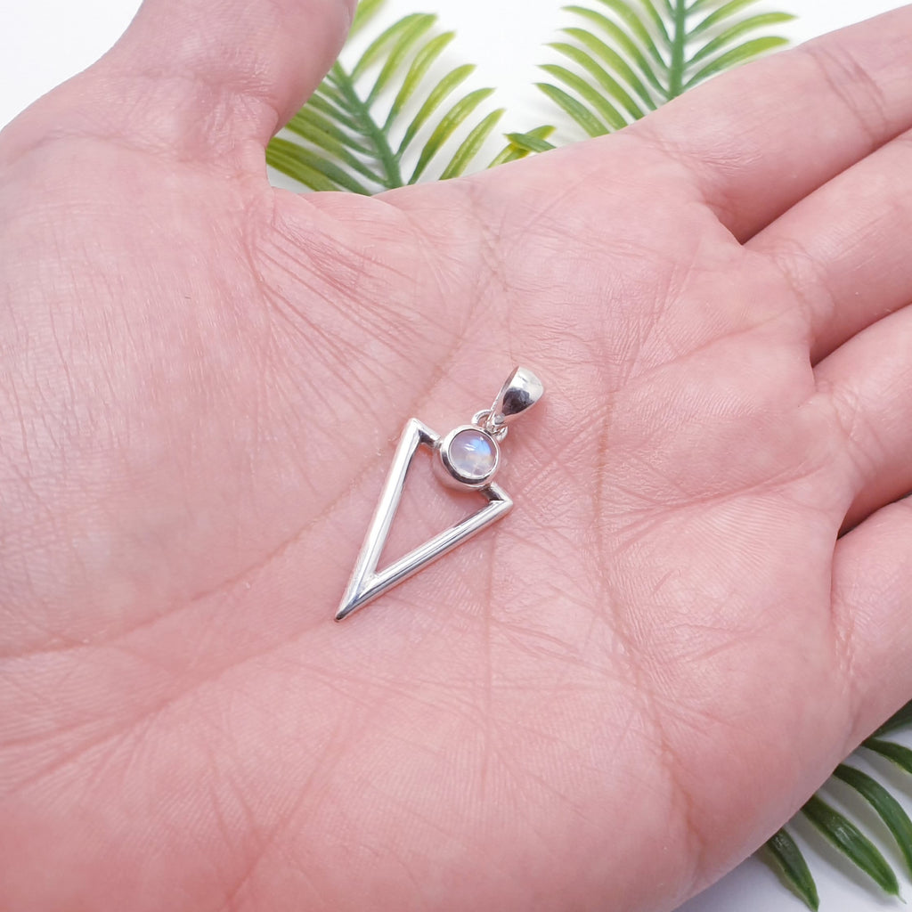 Moonstone Sterling Silver Acute Triangle Pendant