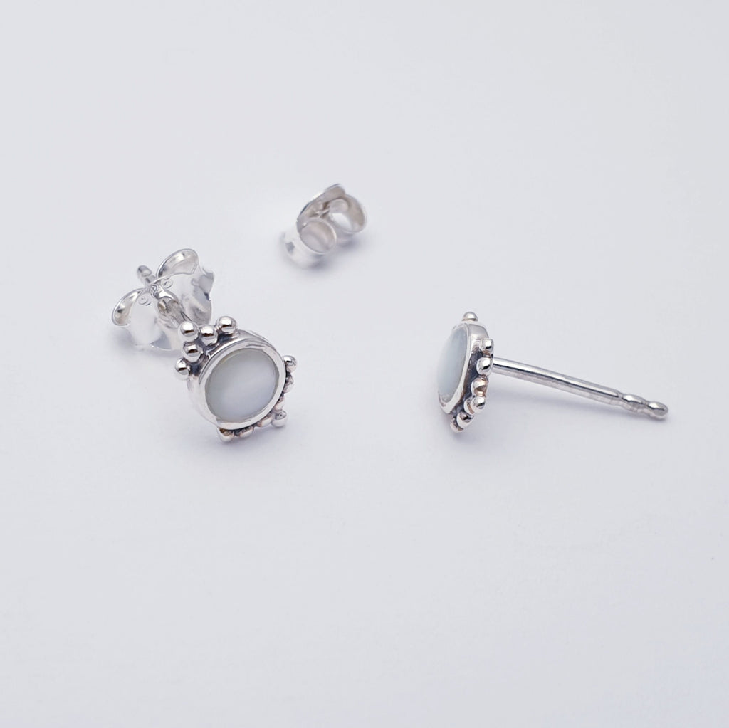 Sterling Silver Moonstone Lunar Studs