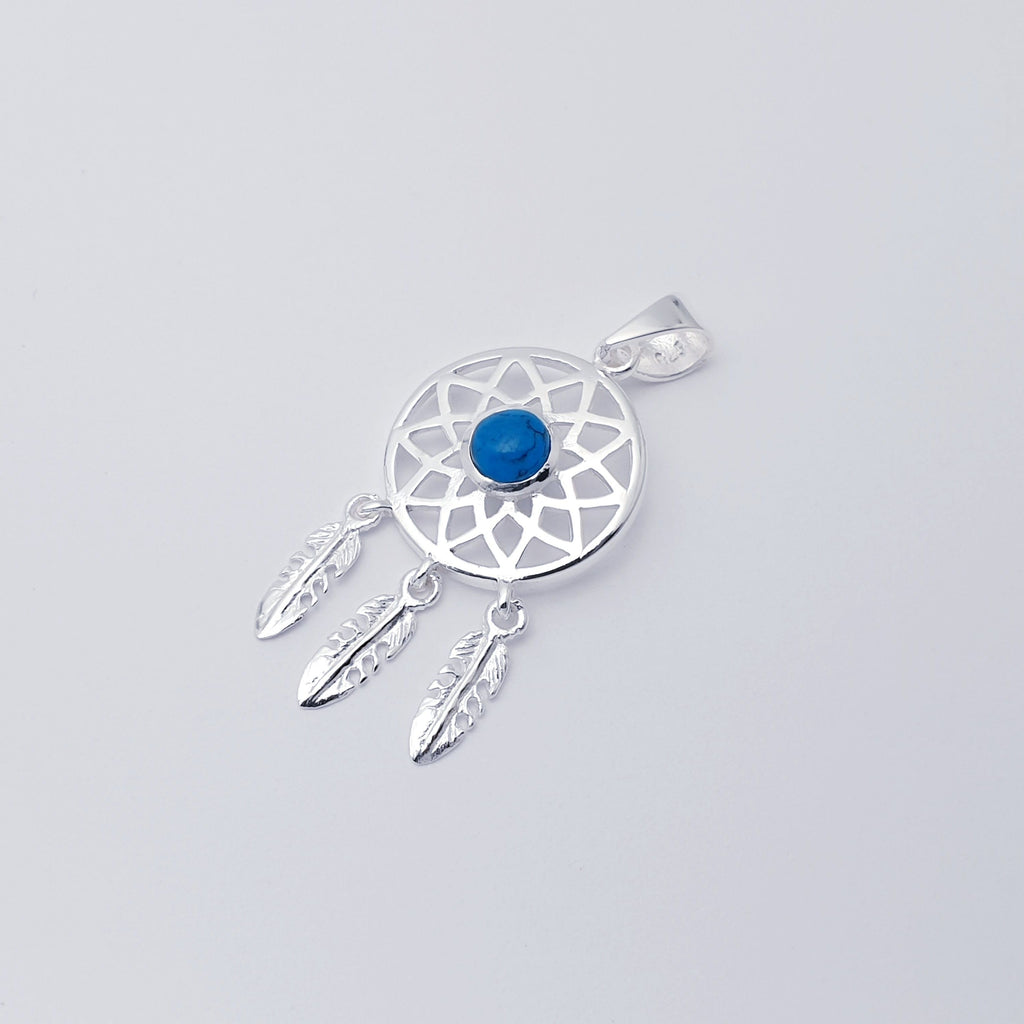 Turquoise Sterling Silver Dream Catcher Pendant