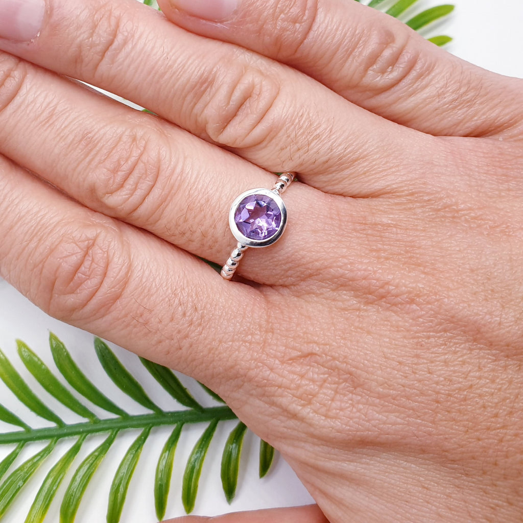 Amethyst Sterling Silver Bubble Band Ring