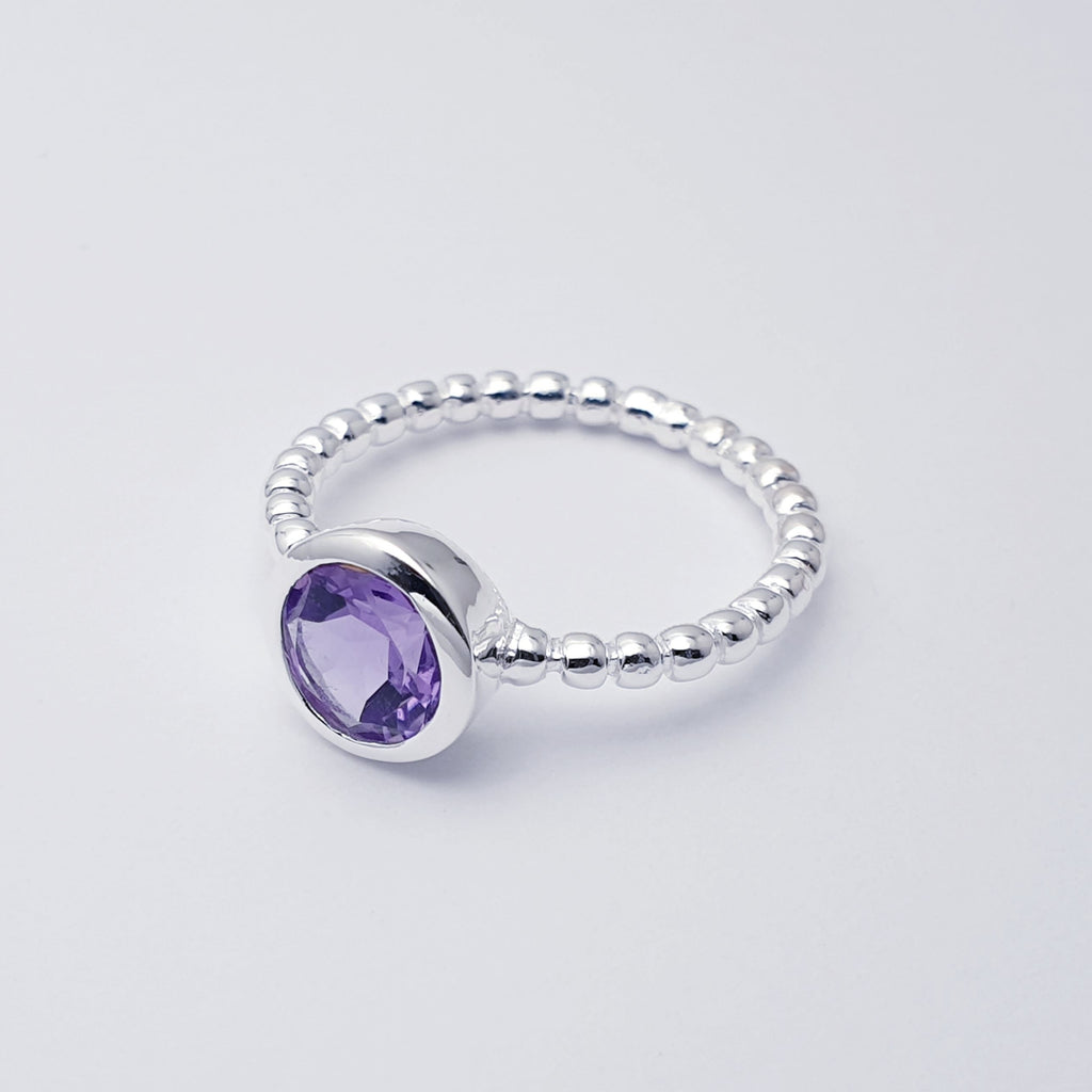 Amethyst Sterling Silver Bubble Band Ring
