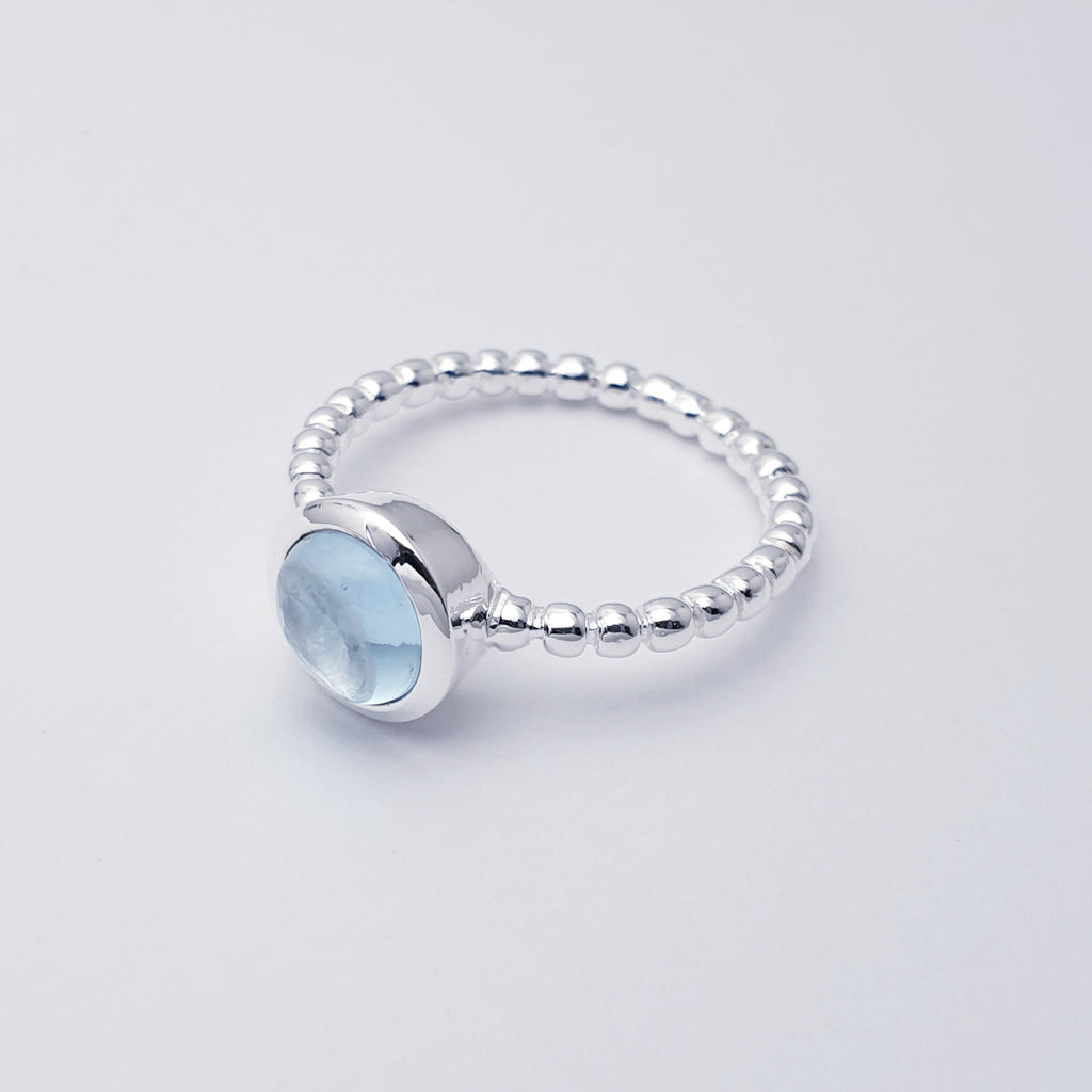 Blue Topaz Sterling Silver Bubble Band Ring